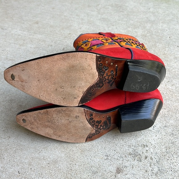 Vintage 1990’s Circle S vibrant bold leather western boots 8 medium - Picture 4 of 6